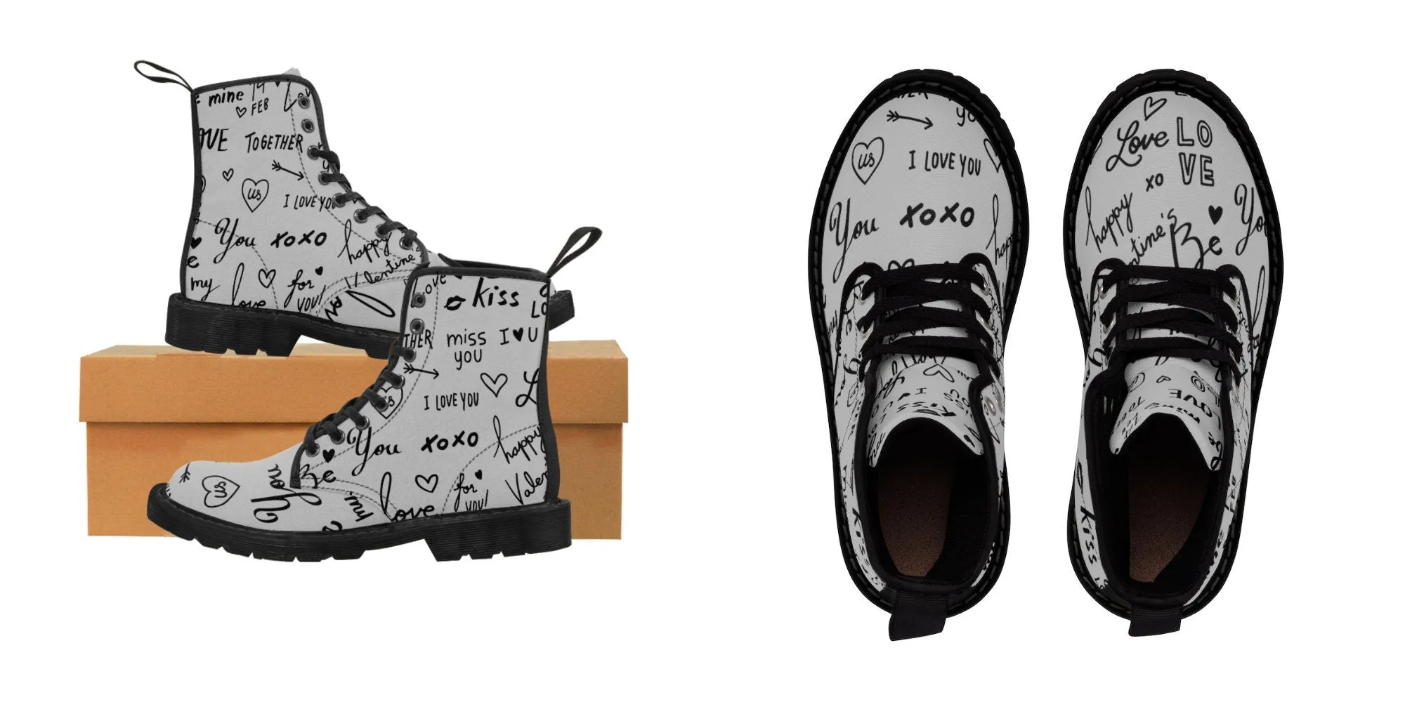Love Notes on colored Canvas Boots,Kid/Adult Shoes/Boots,Gift for Christmas/Thanksgiving/Birthday/Couple Gifts,Graduation/Valentine Gifts