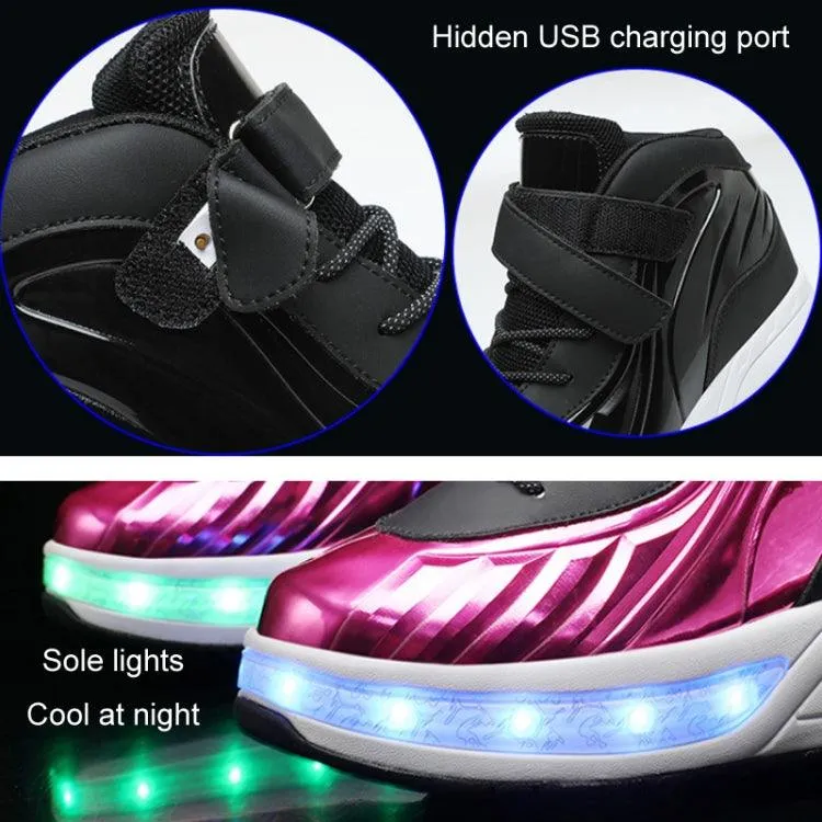 Luminous Deformation Roller Shoes for Kids - Compact 4-Wheel Walking Sneakers