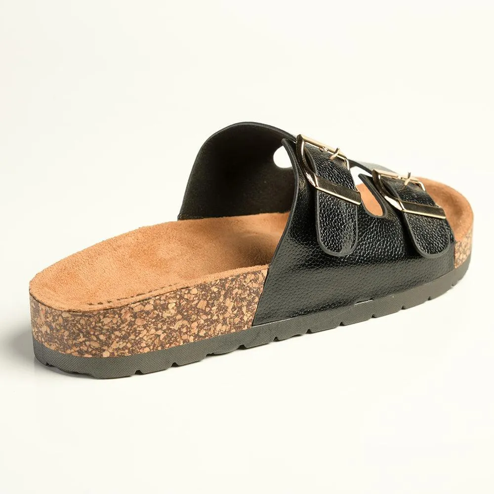 Madison 2 Buckle Comfort BF Sandals - Black