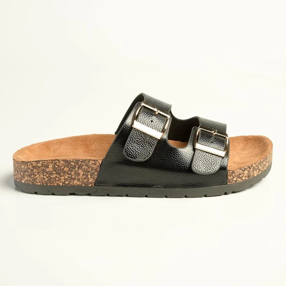 Madison 2 Buckle Comfort BF Sandals - Black