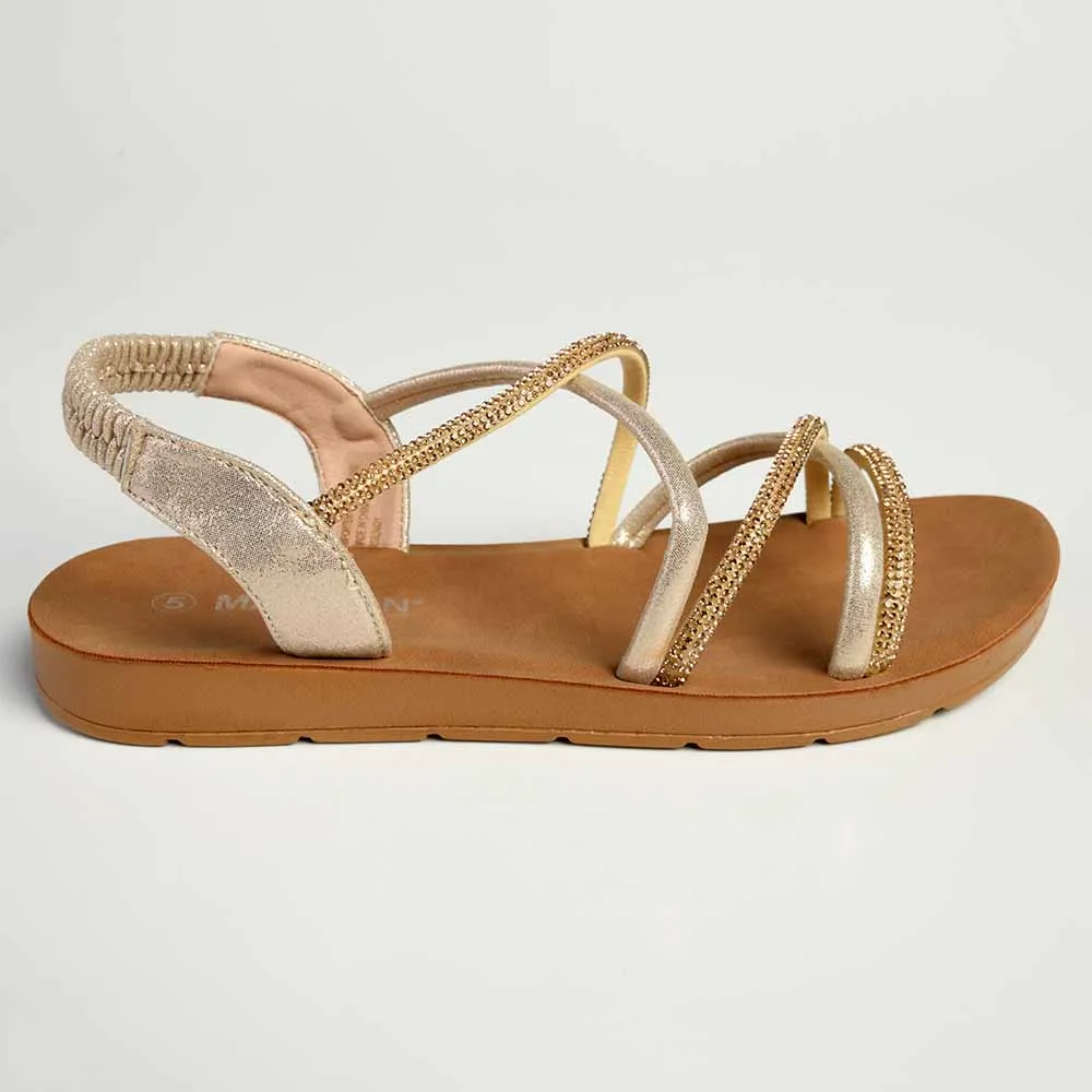 Madison Bling Flat Sandal - Gold