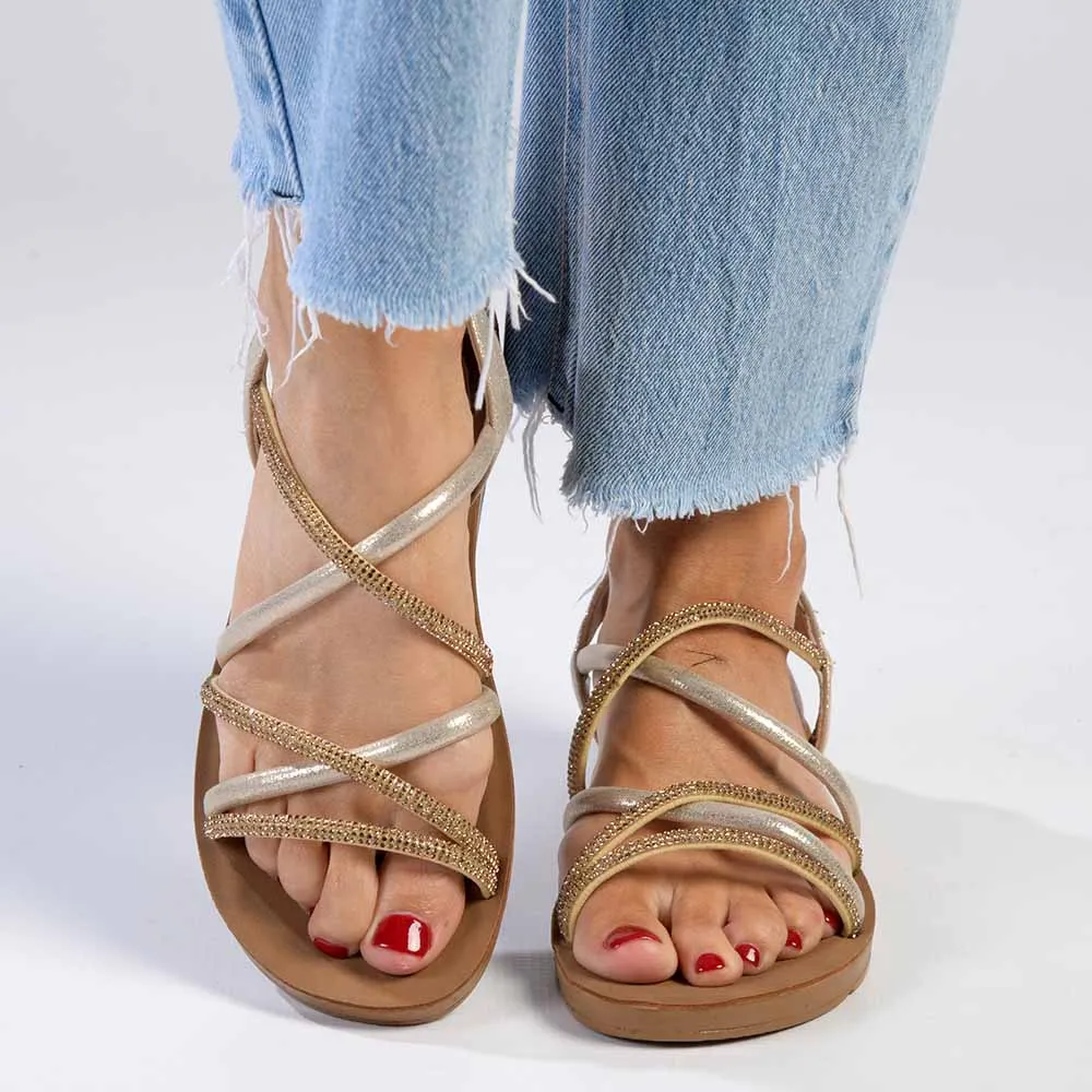 Madison Bling Flat Sandal - Gold