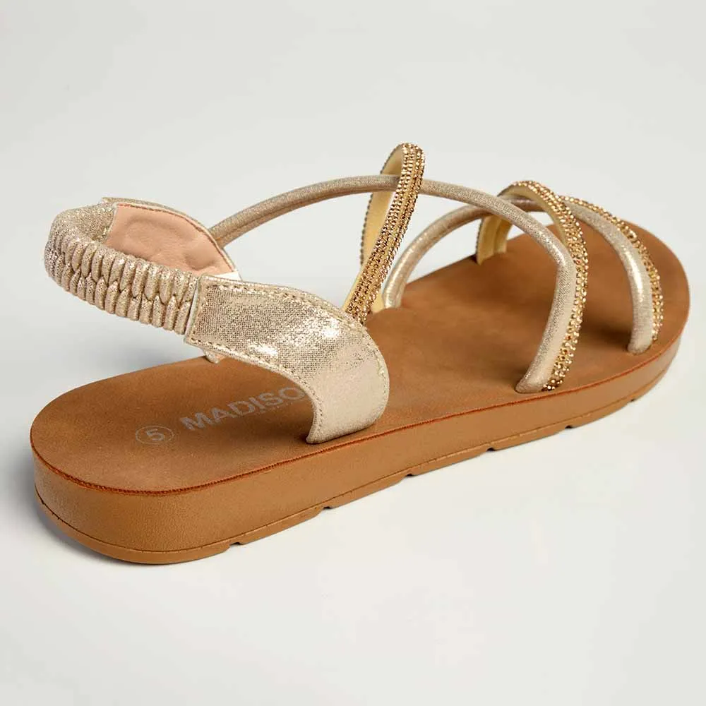 Madison Bling Flat Sandal - Gold
