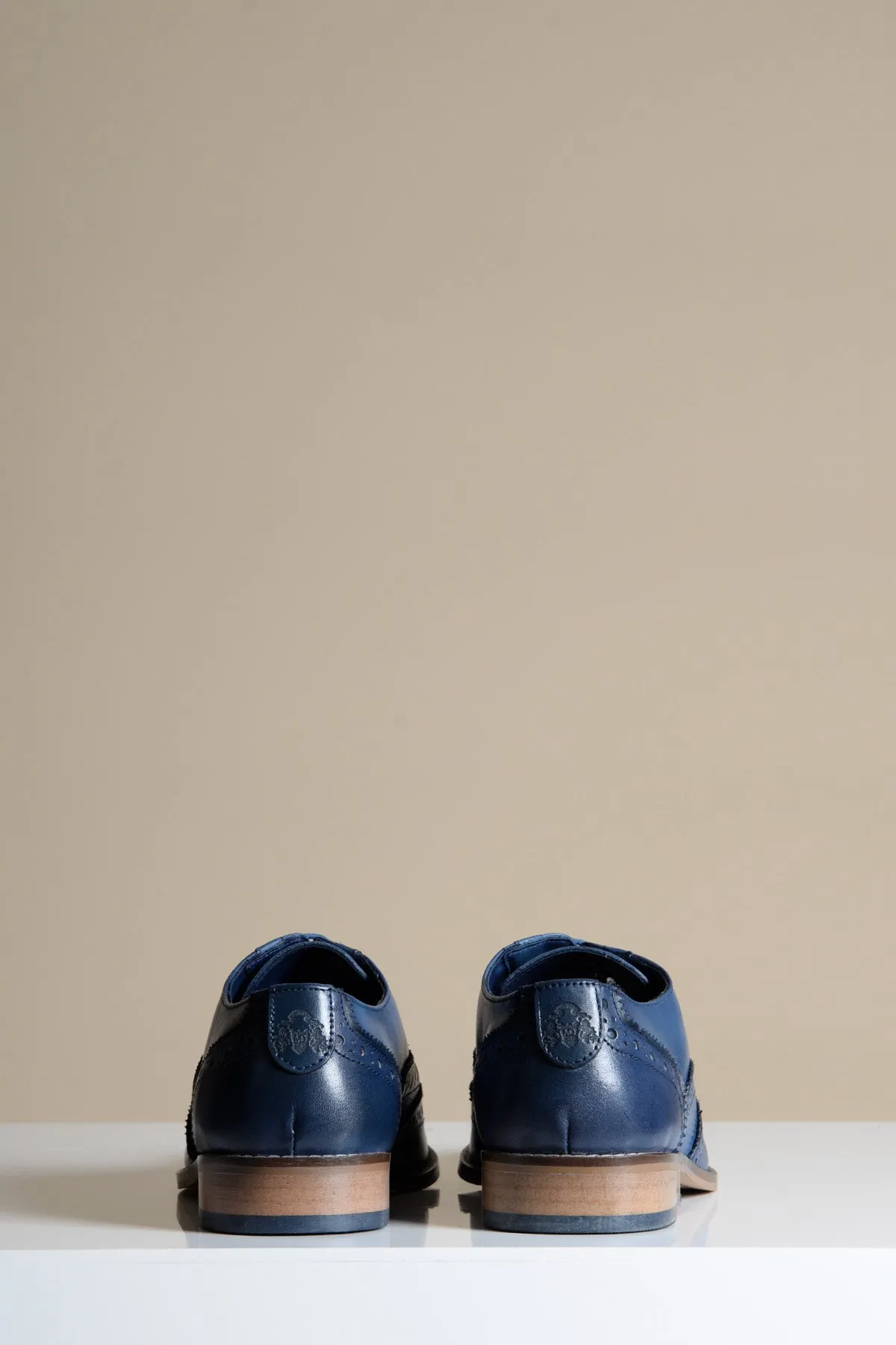MARCO - Navy Blue Leather Wingtip Oxford Shoe