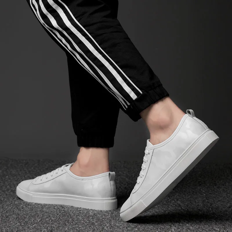 Mens Casual Sneakers Genuine Leather Luxury White Shoes Men High Quality Lace-up Solid Antiskid Brand Footwear Handmade Fashion