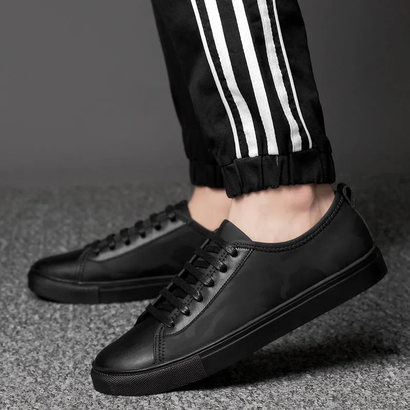 Mens Casual Sneakers Genuine Leather Luxury White Shoes Men High Quality Lace-up Solid Antiskid Brand Footwear Handmade Fashion
