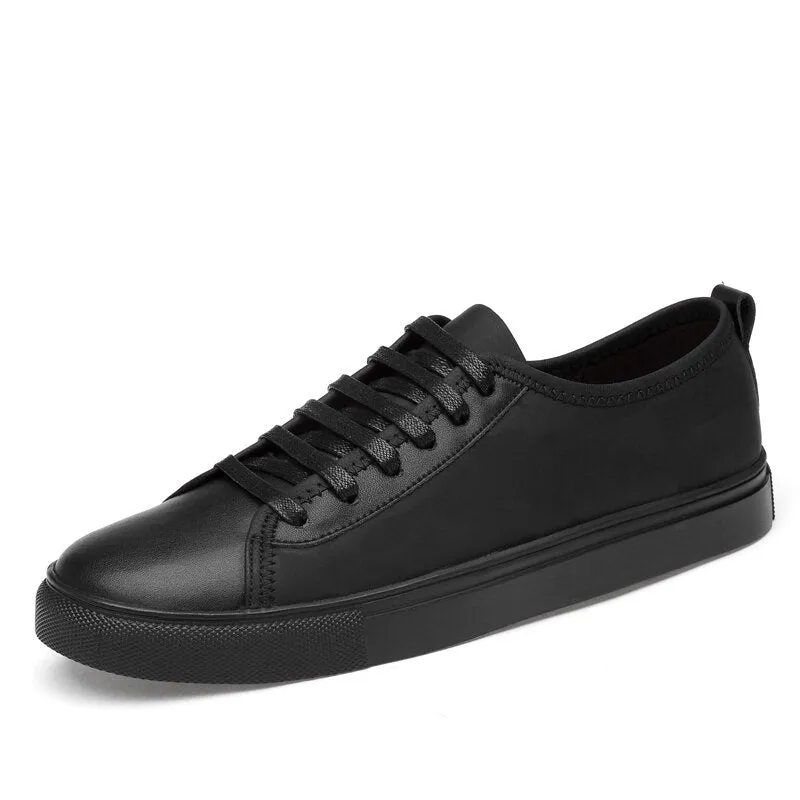 Mens Casual Sneakers Genuine Leather Luxury White Shoes Men High Quality Lace-up Solid Antiskid Brand Footwear Handmade Fashion