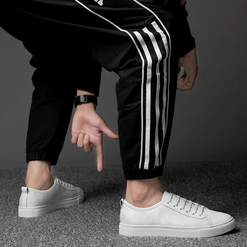 Mens Casual Sneakers Genuine Leather Luxury White Shoes Men High Quality Lace-up Solid Antiskid Brand Footwear Handmade Fashion
