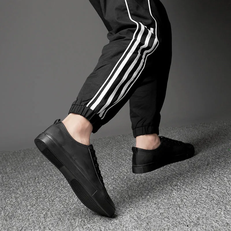 Mens Casual Sneakers Genuine Leather Luxury White Shoes Men High Quality Lace-up Solid Antiskid Brand Footwear Handmade Fashion