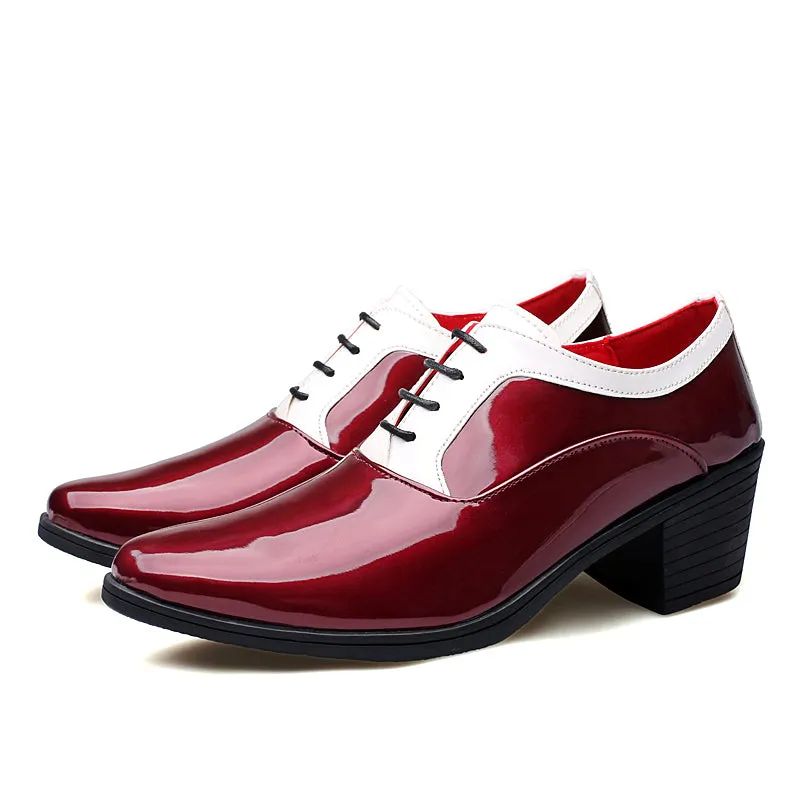 Men's Patent Leather Cuban Heel Oxfords Shoes
