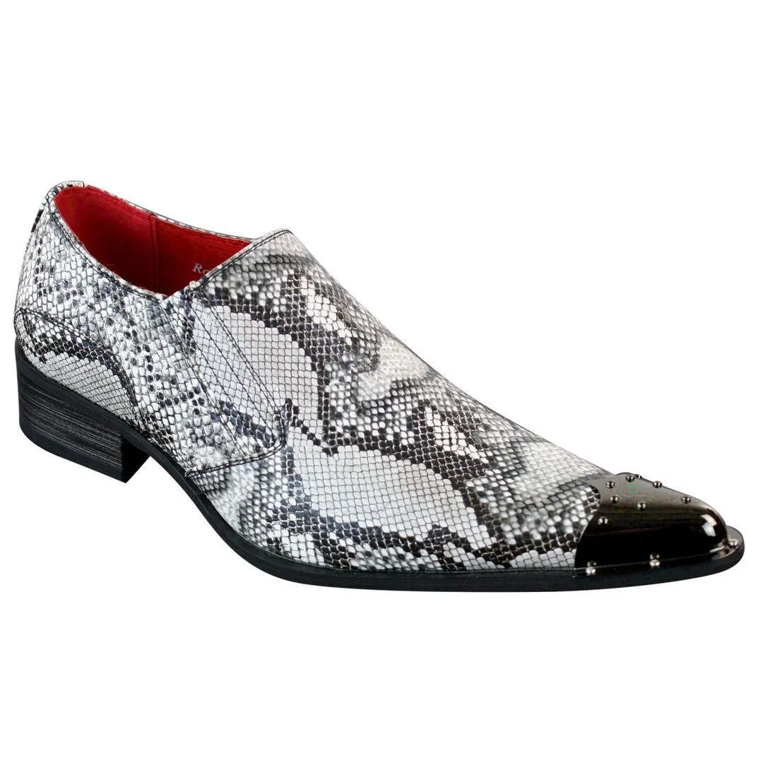 Mens Western Pointed Metal Toe Cowboy Shoes Crocodile Textured Leather Black Brown Grey