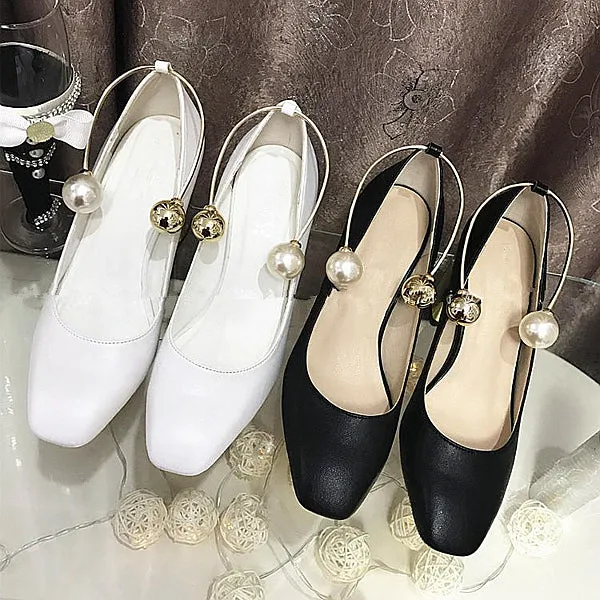 Metal Pearls Double Beads U Shape Ankle Shoes Accessory