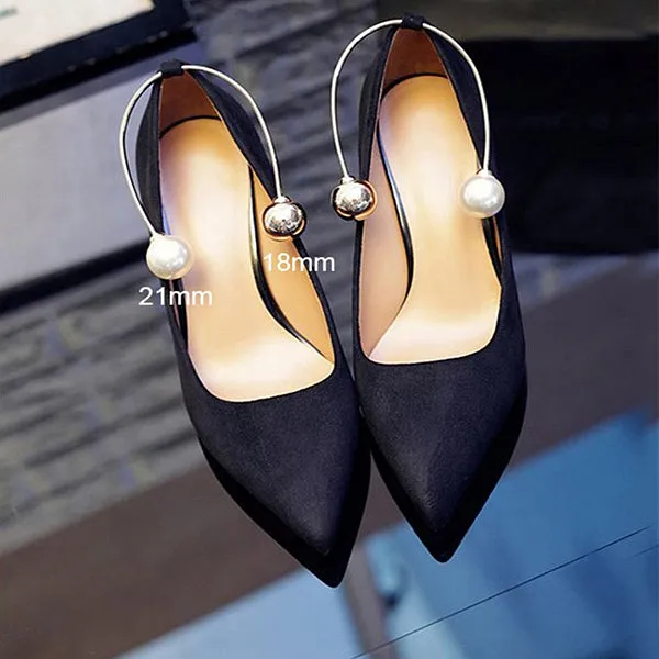 Metal Pearls Double Beads U Shape Ankle Shoes Accessory