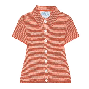 Micro Stripe Short Sleeve Cardigan