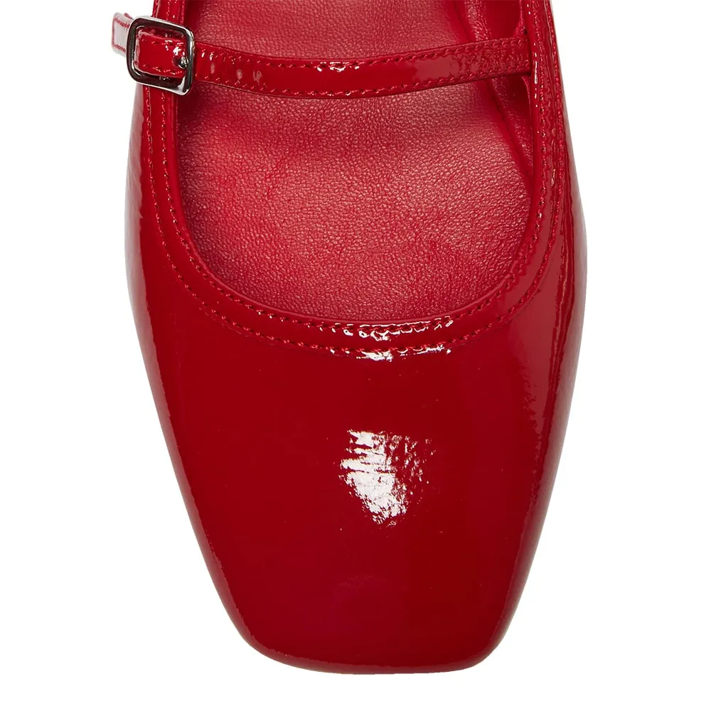 Millie Flat in Red Patent