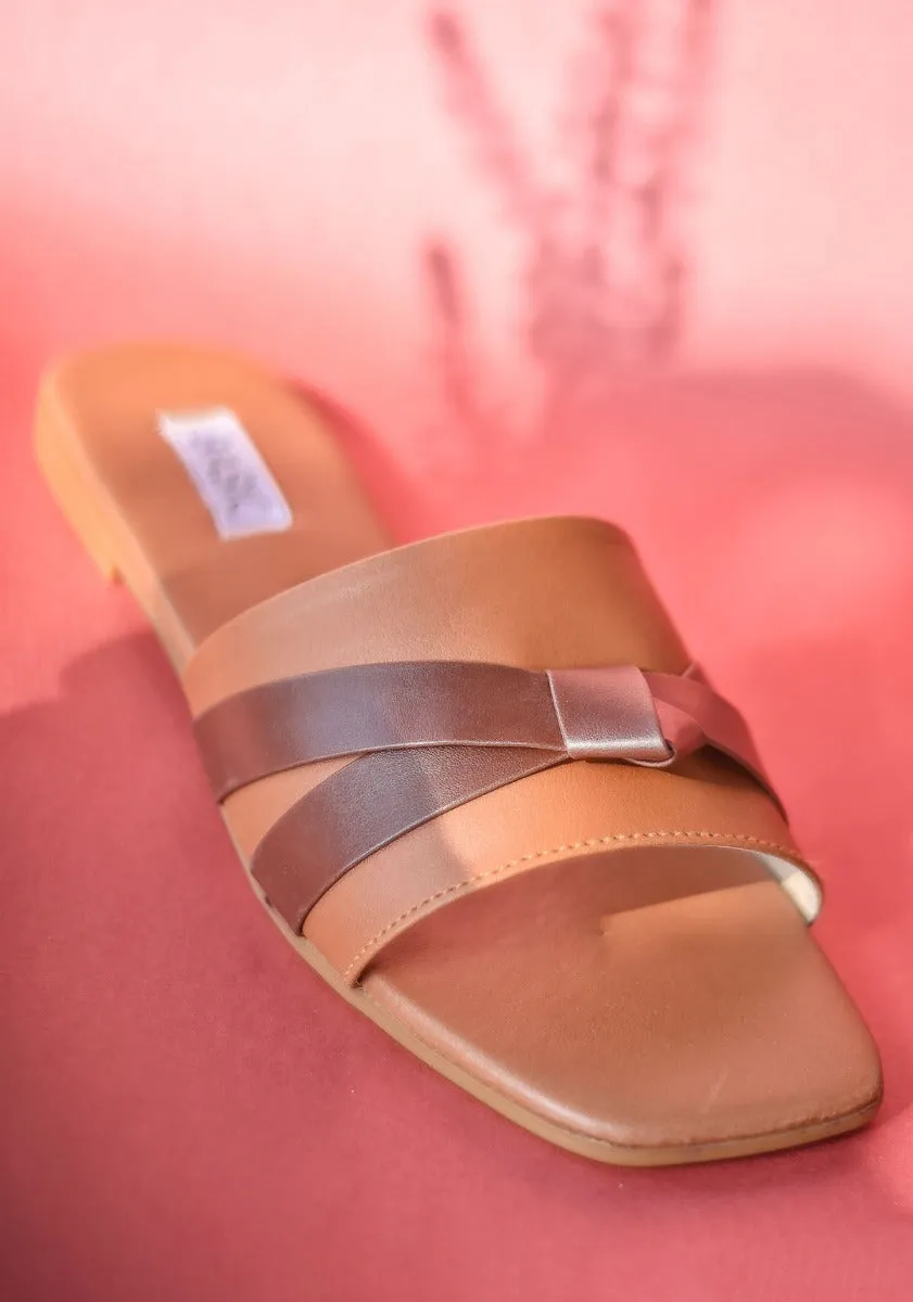 Mustard and Chocolate Brown Flats