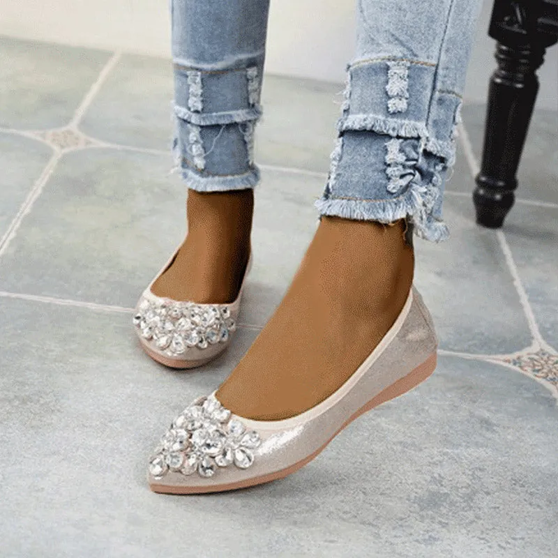 Nanccy  Casual Comfort Dressy Flats For Wedding Bling Diamonds Bridal Shoes