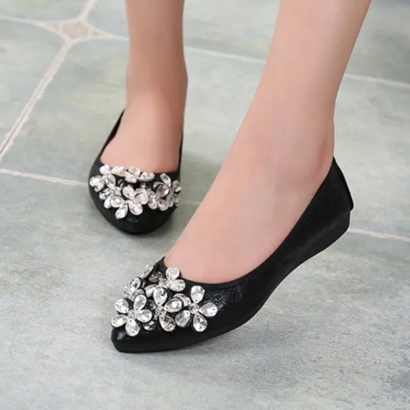 Nanccy  Casual Comfort Dressy Flats For Wedding Bling Diamonds Bridal Shoes