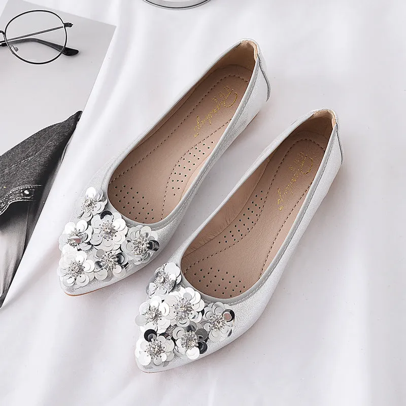 Nanccy  Casual Comfort Dressy Flats For Wedding Bling Diamonds Bridal Shoes