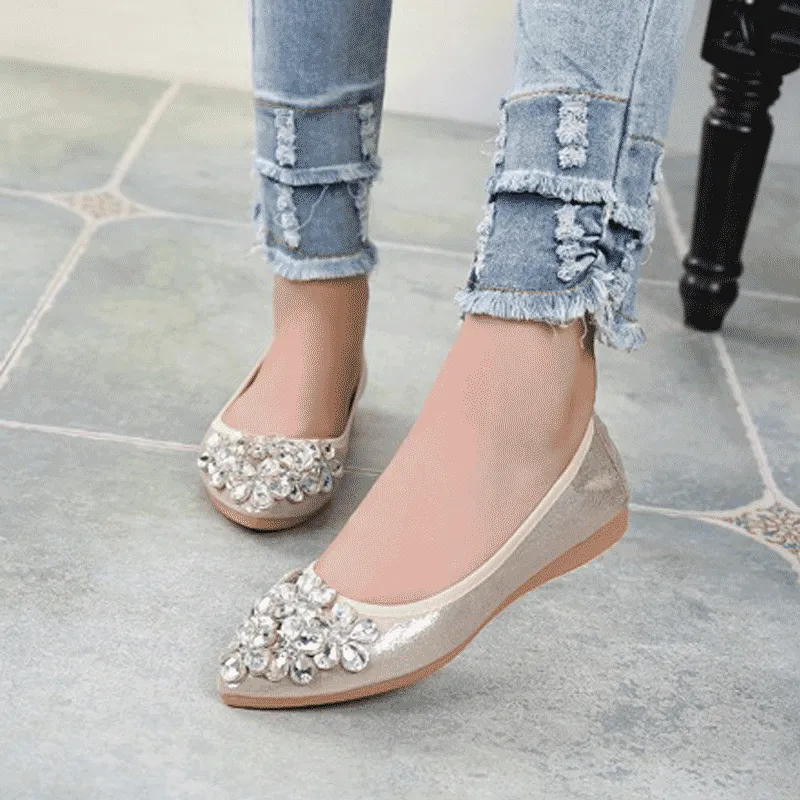 Nanccy  Casual Comfort Dressy Flats For Wedding Bling Diamonds Bridal Shoes