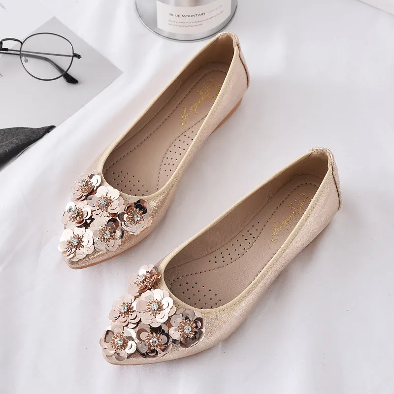 Nanccy  Casual Comfort Dressy Flats For Wedding Bling Diamonds Bridal Shoes