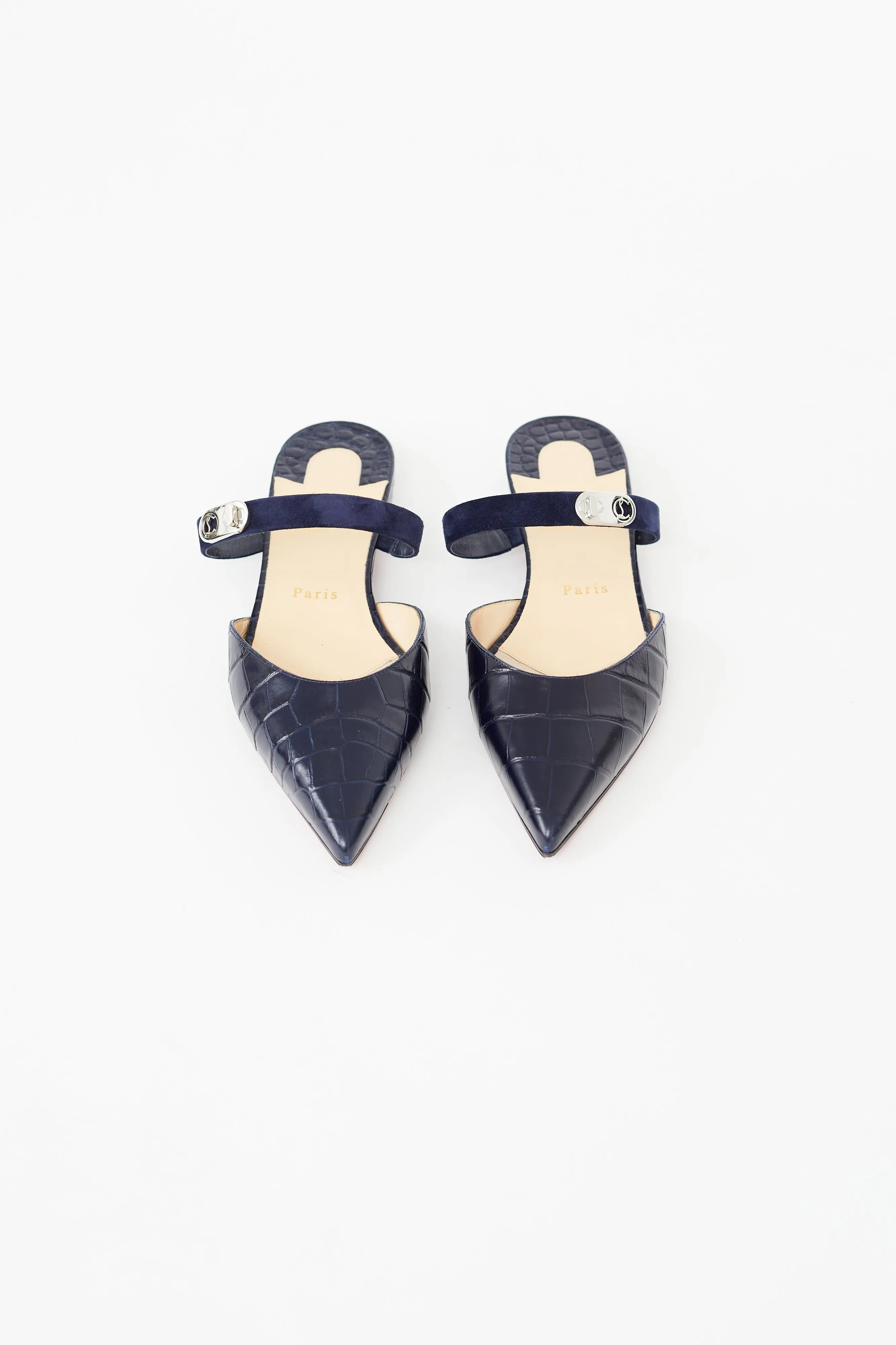 Navy Embossed Choc Lock Flat
