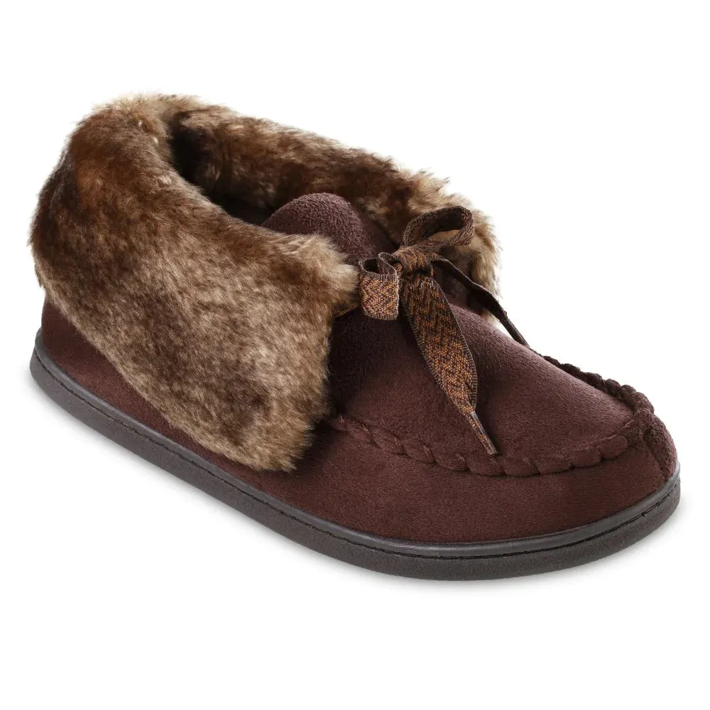 New with tags! Isotoner Women's Microsuede Nelly Moc Bootie Slippers in Brown, Sz L 8.5-9