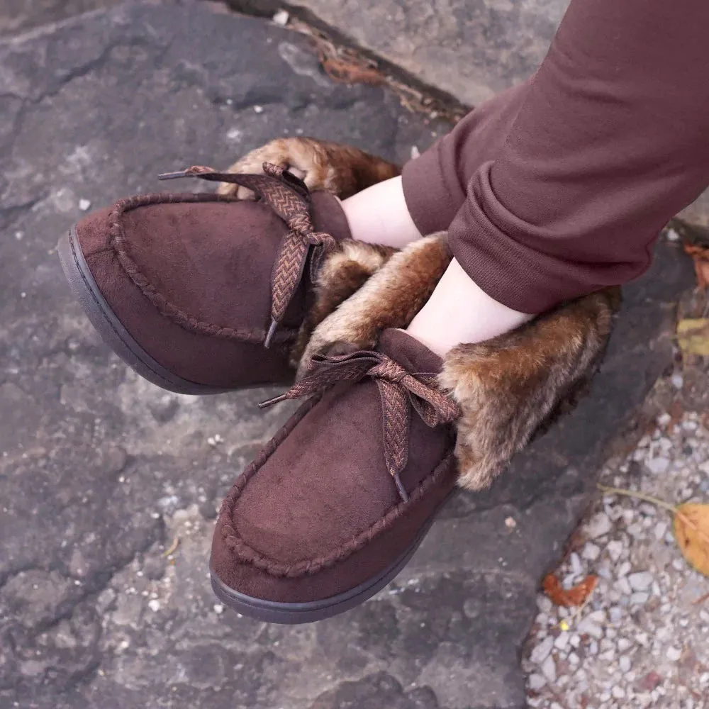 New with tags! Isotoner Women's Microsuede Nelly Moc Bootie Slippers in Brown, Sz L 8.5-9