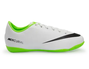 Nike Kids Mercurial Victory IV Indoor Soccer Shoes White/Black/ Electric Green