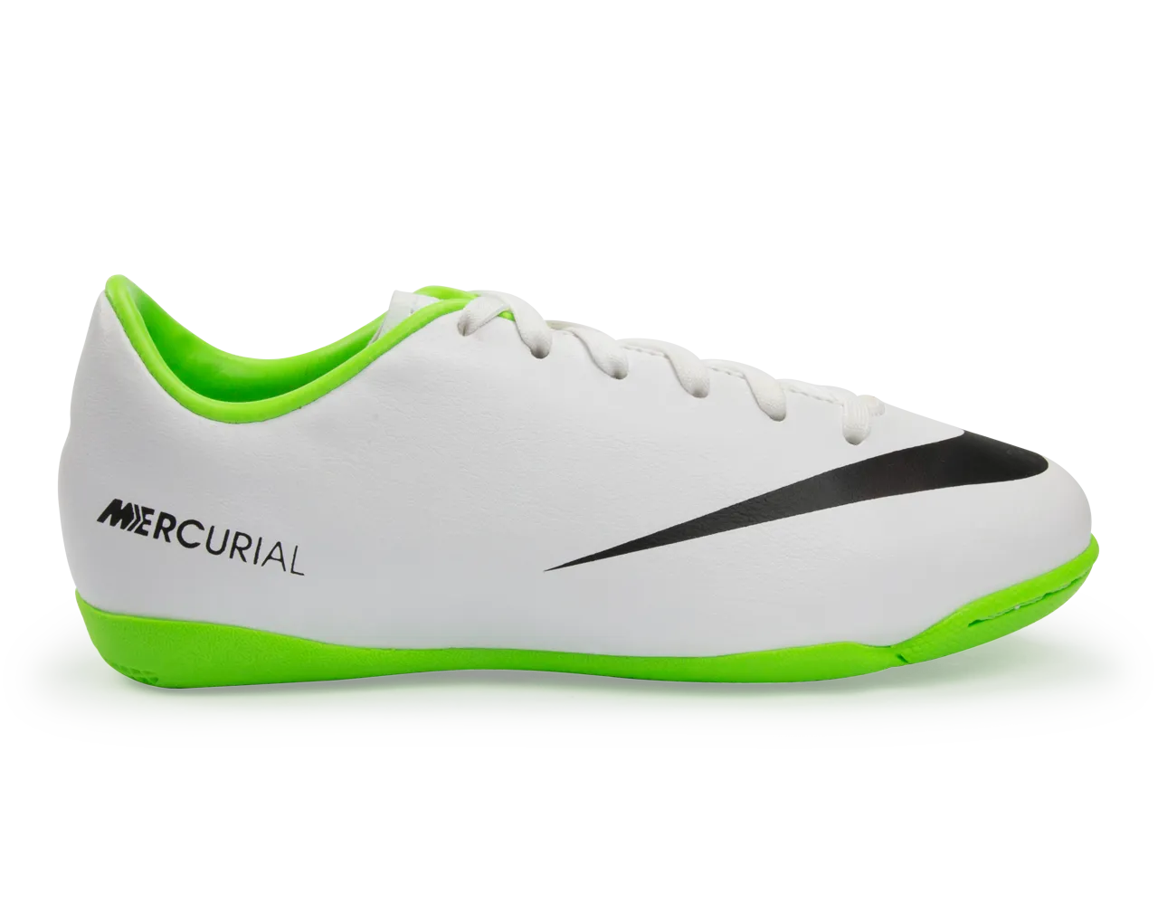 Nike Kids Mercurial Victory IV Indoor Soccer Shoes White/Black/ Electric Green
