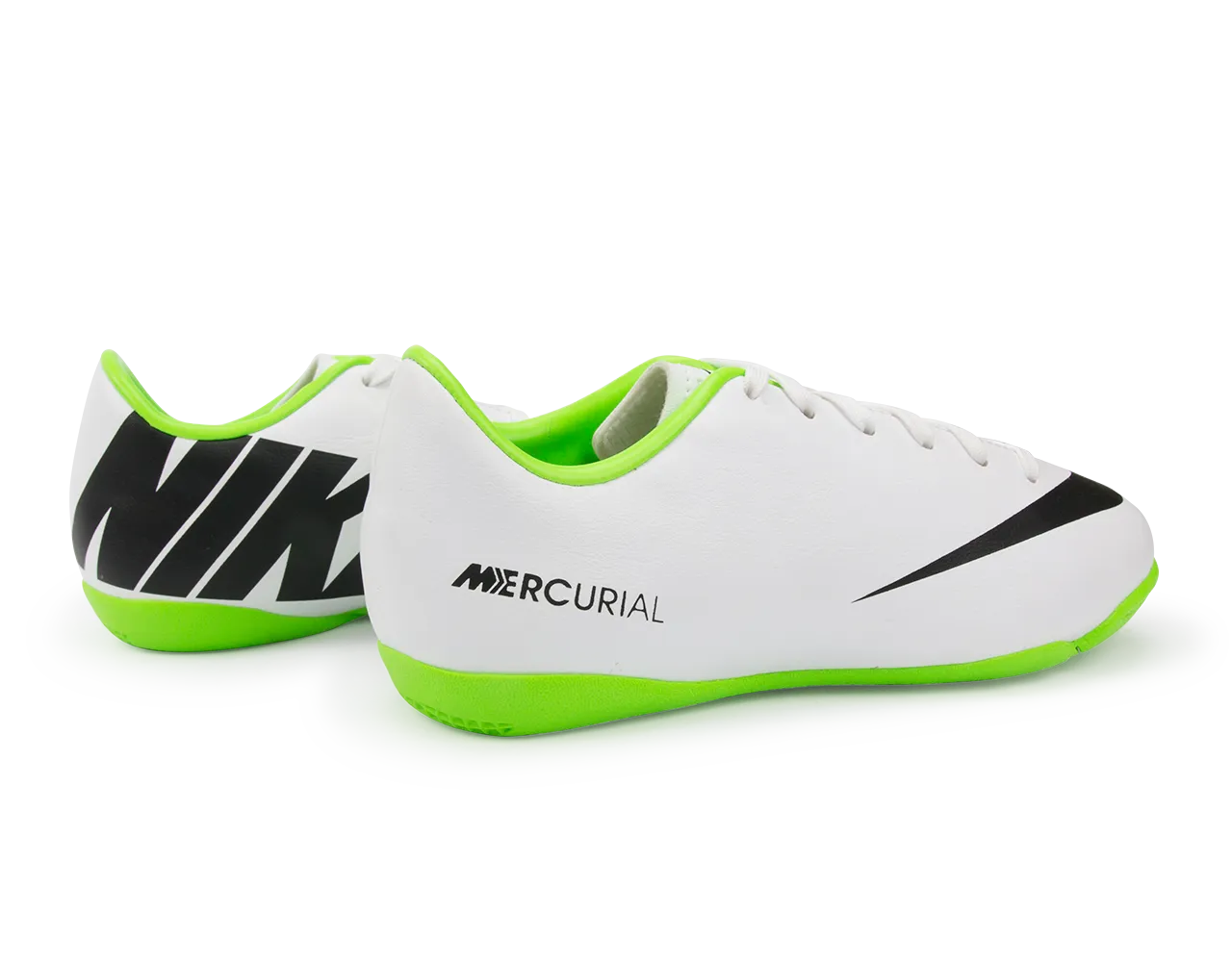 Nike Kids Mercurial Victory IV Indoor Soccer Shoes White/Black/ Electric Green