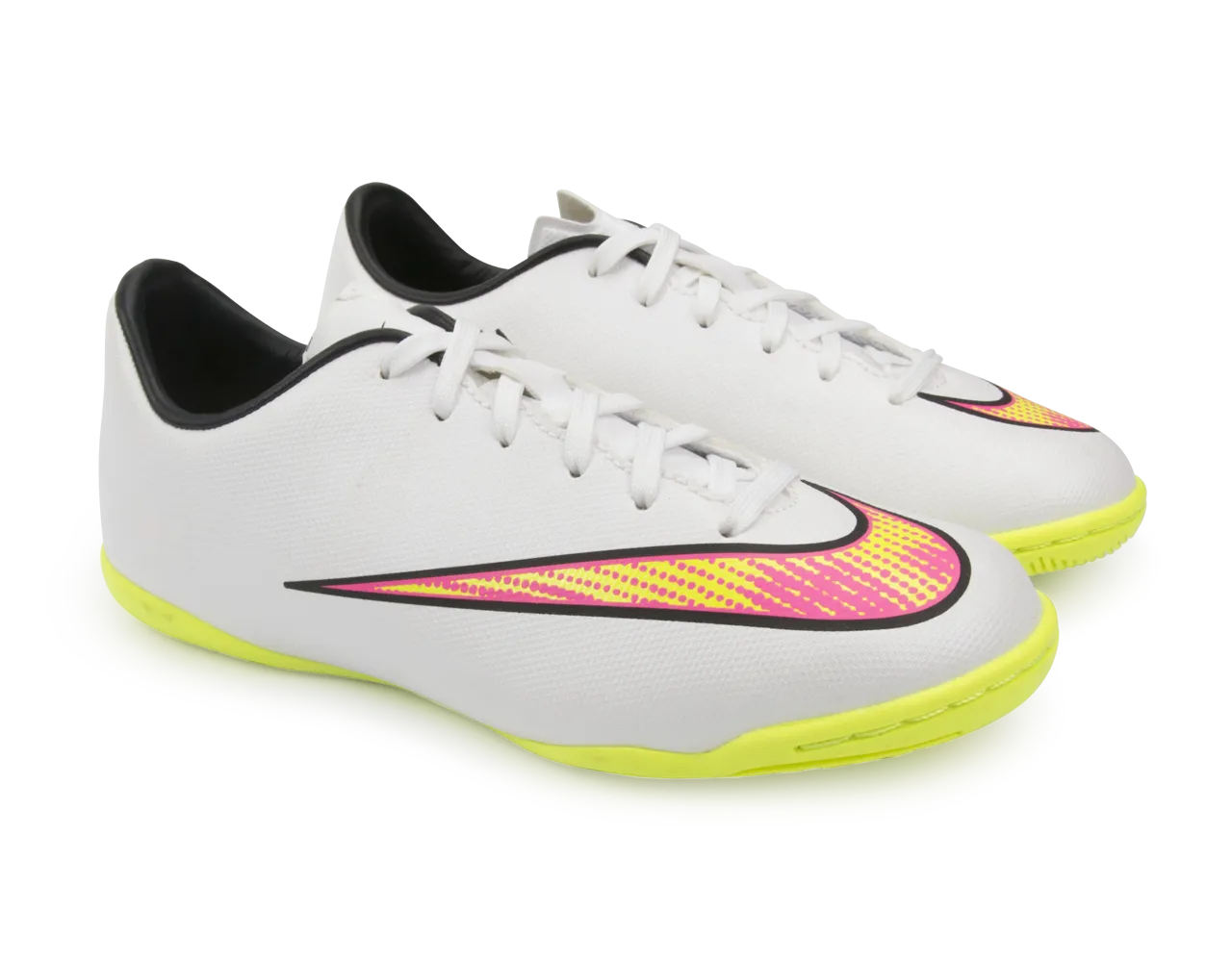 Nike Kids Mercurial Victory V Indoor Soccer Shoes White/Volt/Hyper Pink
