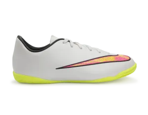 Nike Kids Mercurial Victory V Indoor Soccer Shoes White/Volt/Hyper Pink