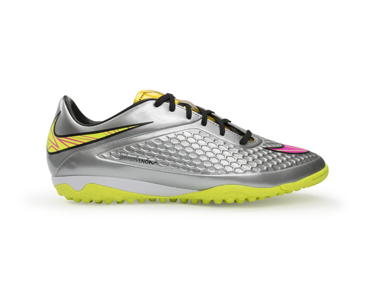 Nike Men's Hypervenom Phelon Turf Soccer Shoes Chrome/Hyper Pink/Metalic Gold