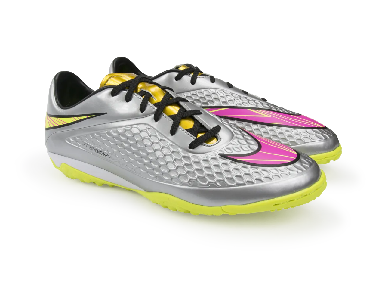 Nike Men's Hypervenom Phelon Turf Soccer Shoes Chrome/Hyper Pink/Metalic Gold