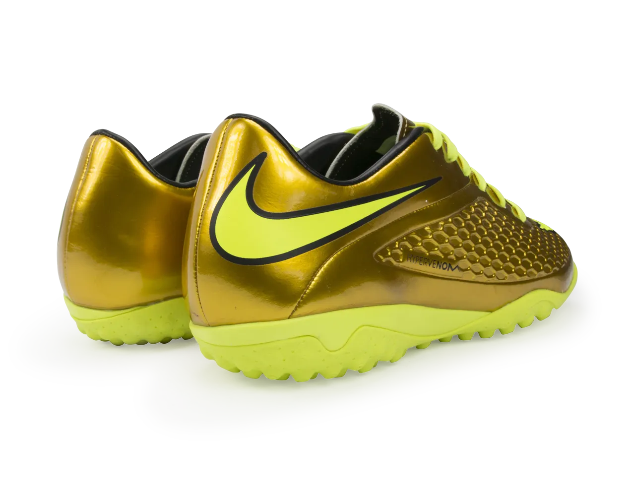 Nike Men's Hypervenom Phelon Turf Soccer Shoes Metallic Gold/Black/Tour Yellow