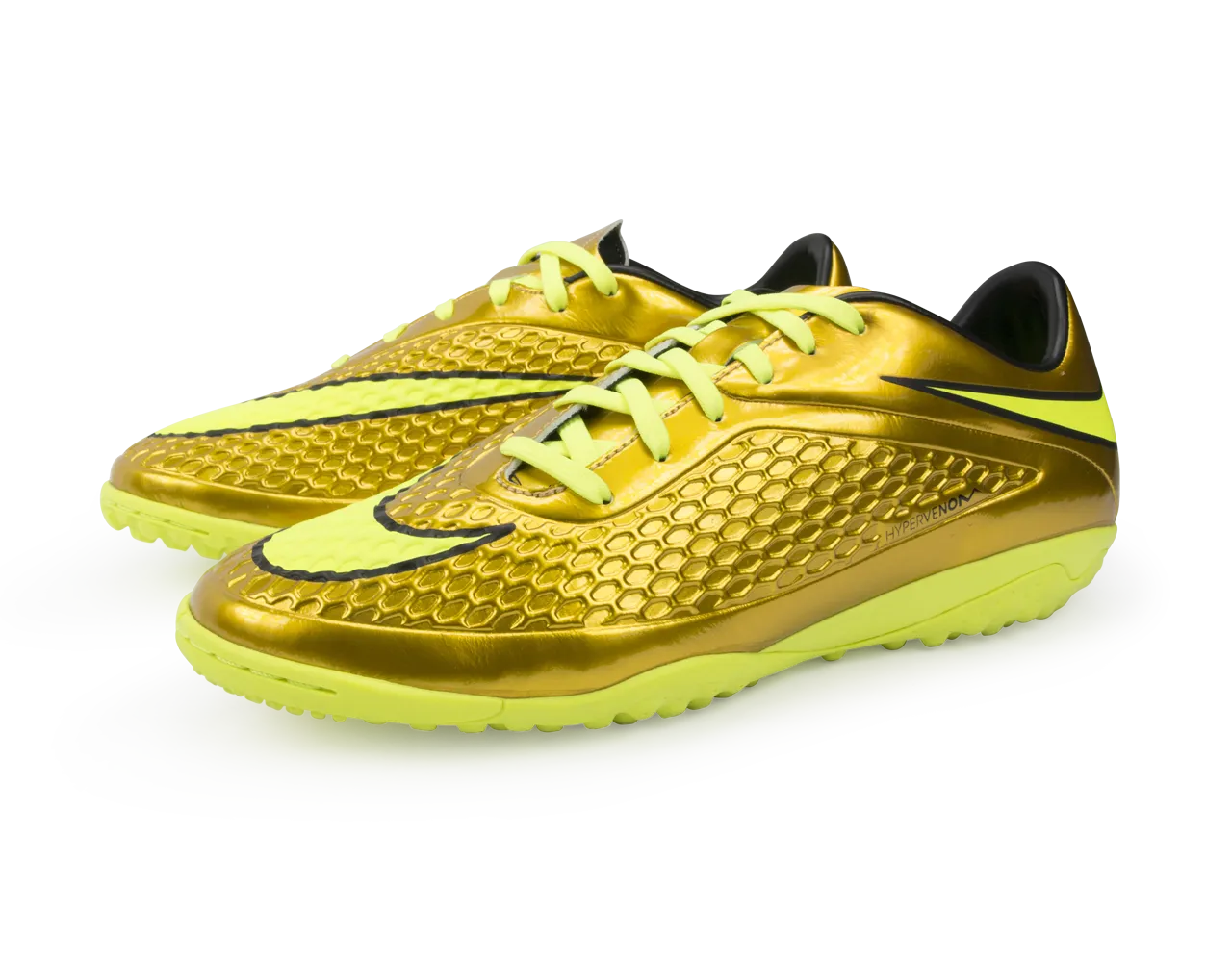 Nike Men's Hypervenom Phelon Turf Soccer Shoes Metallic Gold/Black/Tour Yellow