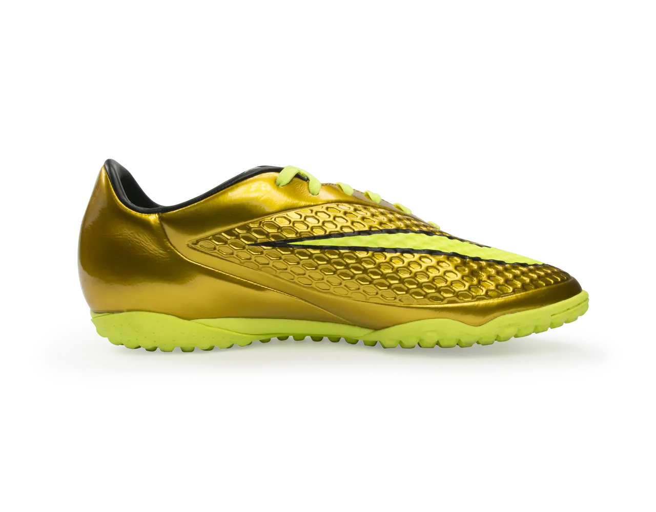 Nike Men's Hypervenom Phelon Turf Soccer Shoes Metallic Gold/Black/Tour Yellow