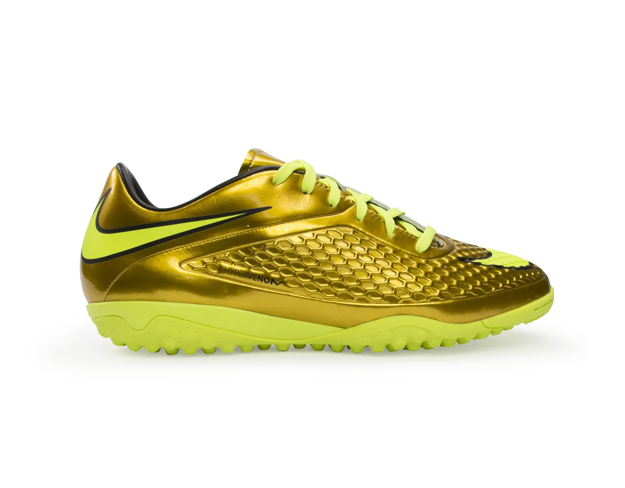 Nike Men's Hypervenom Phelon Turf Soccer Shoes Metallic Gold/Black/Tour Yellow