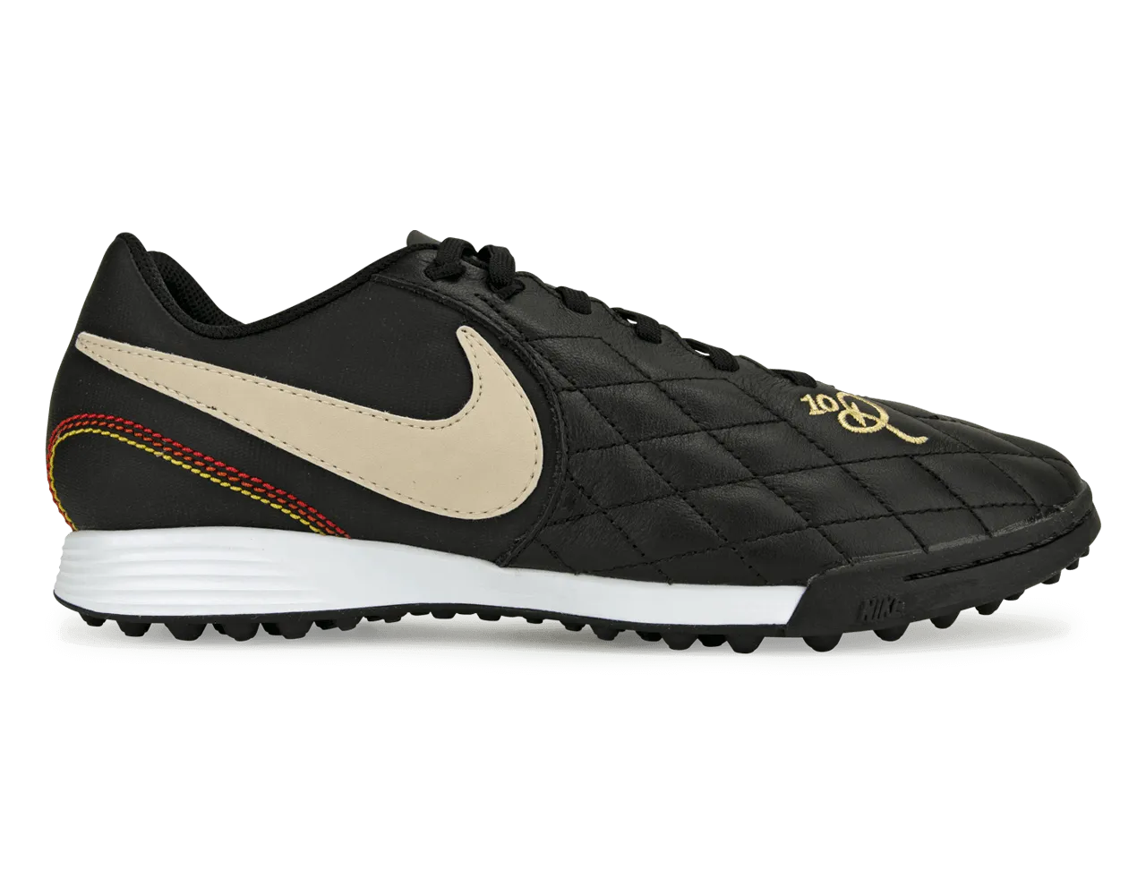 Nike Men's Tiempo Legend 7 Academy 10R Turf Soccer Shoes Black/Lit Orewood Brown/Metallic Gold