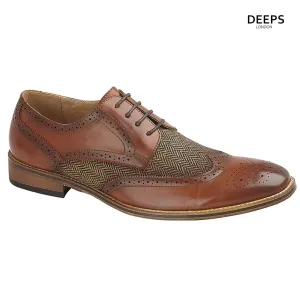 NOAH MEN'S LACE UP SMART CASUAL FORMAL WEDDING DRESS SHOE BROWN