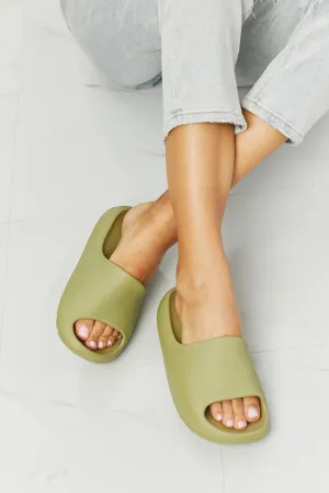 Nook Joi Safe Haven Open Toe Womens Green Slides