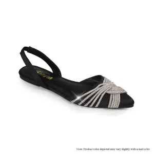 OHANA-13 RHINESTONE TWIST DESIGN POINTED FLAT - BLACK