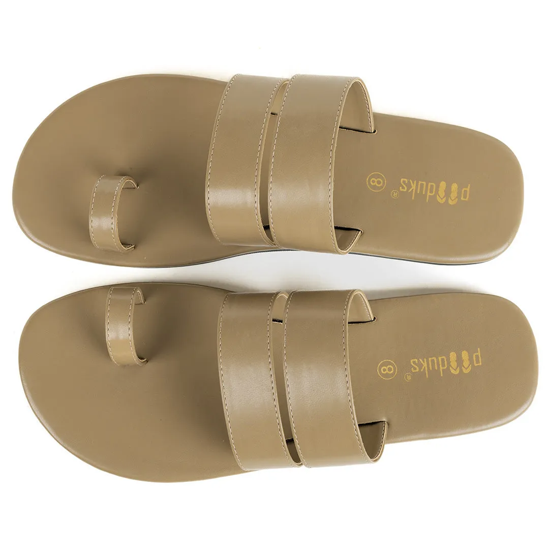 Paaduks Uri Toe-Ring Vegan Leather Slides for Men (Cement)