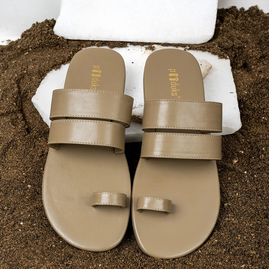 Paaduks Uri Toe-Ring Vegan Leather Slides for Men (Cement)