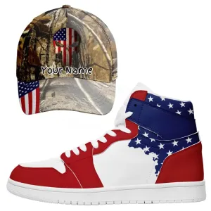 Personalized Patriotic Combo Deal, Custom Flag Hat and Hightop Sneakers,AJ1H-24020038-Hats-B08000