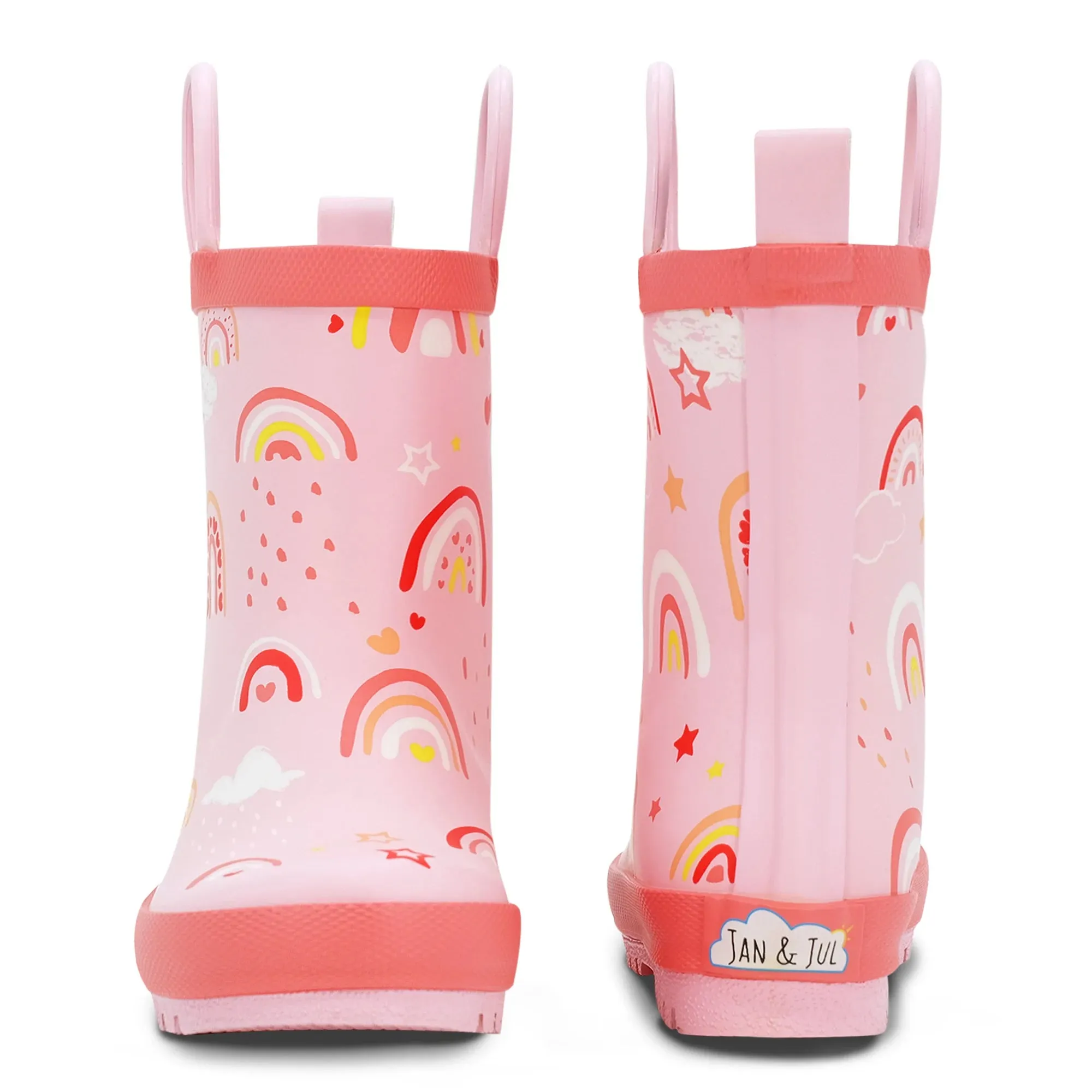 Pink Rainbows Natural Rubber Toddler/Kids Rain Boots