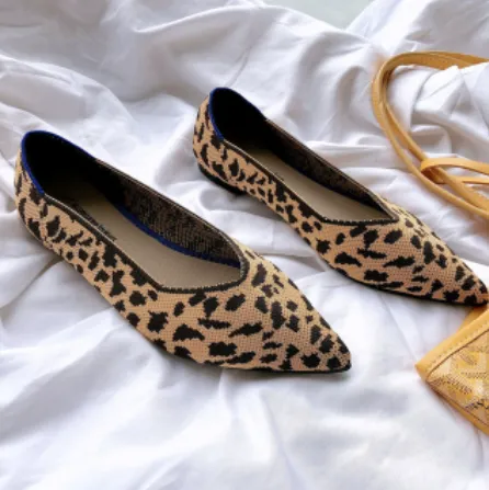 Pointed Toe flats Ladies flat Shoes Comfortable Ballet Knit De Mujer Loafers Autumn Gestante Boat Shoes Soft Bottom Women's Shoe