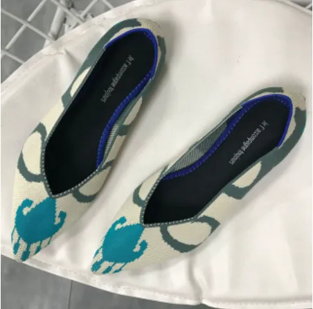 Pointed Toe flats Ladies flat Shoes Comfortable Ballet Knit De Mujer Loafers Autumn Gestante Boat Shoes Soft Bottom Women's Shoe