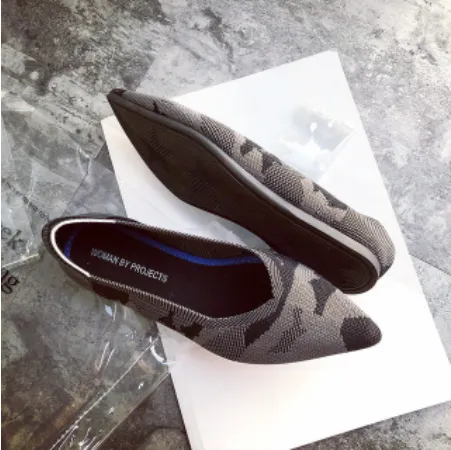 Pointed Toe flats Ladies flat Shoes Comfortable Ballet Knit De Mujer Loafers Autumn Gestante Boat Shoes Soft Bottom Women's Shoe
